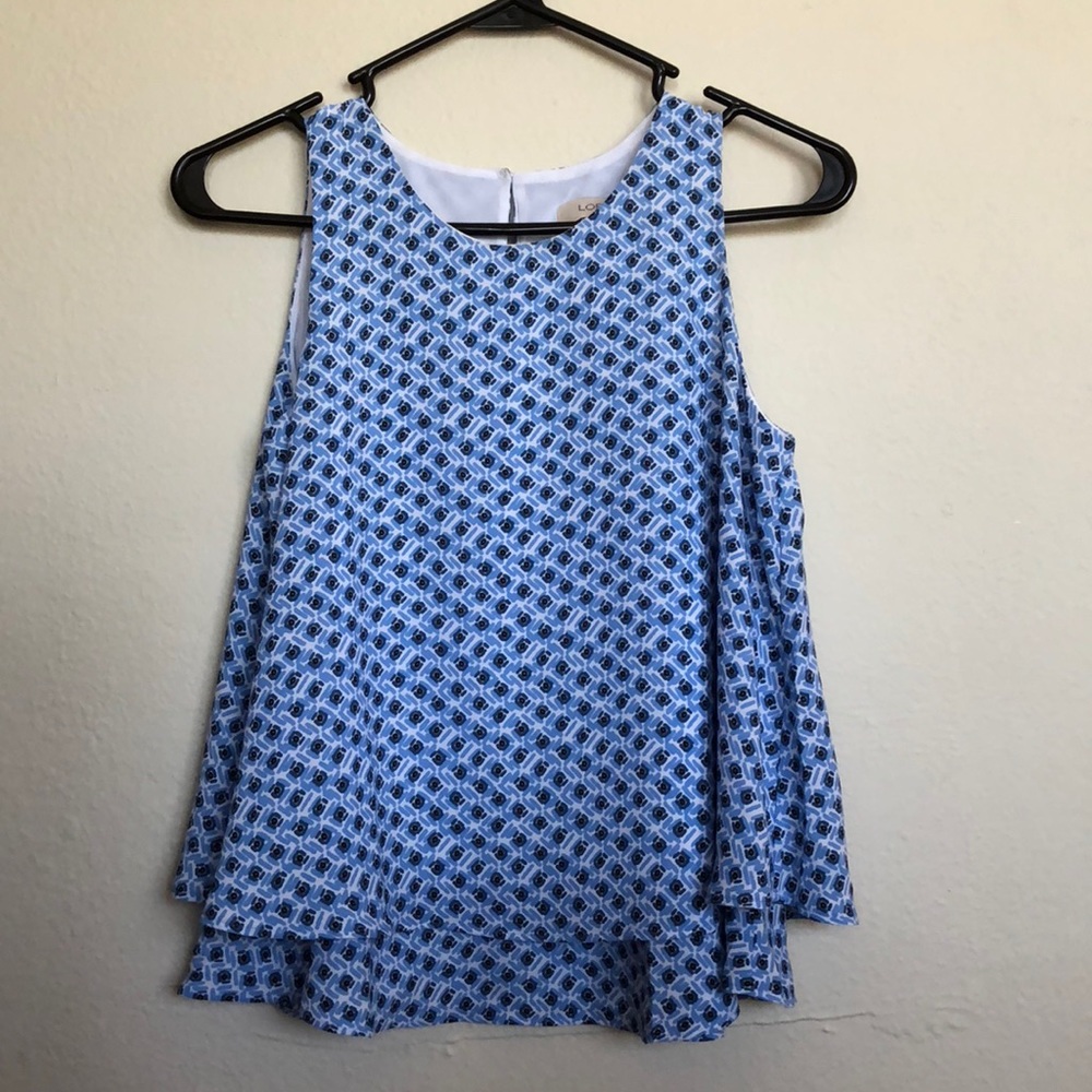 LOFT Blue Patterned Tank Blouse XSP
